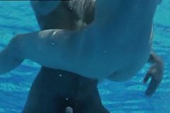 Голые влюбленные трахаются в море